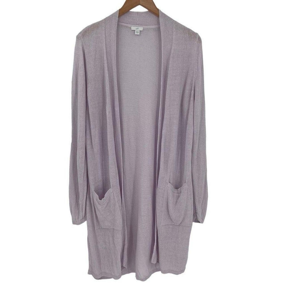 J.JILL Powder Pink Open Front Long Line Casual Lounge Cardigan